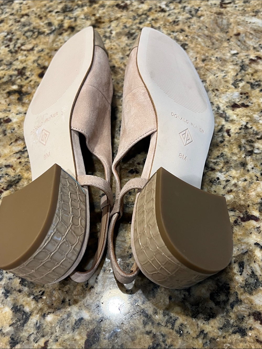 Donald J. Pliner Suede Slingback Flats with Croc-Toe Cap - Picture 6 of 10